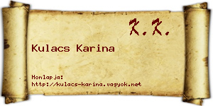 Kulacs Karina névjegykártya